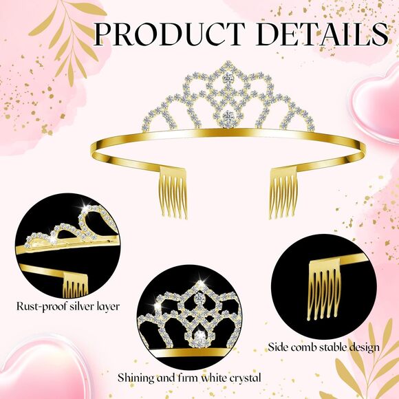 4047 50 Pcs Tiaras Crowns Bulk Crystal Princess Tiara Queen Rhinestone main image 5